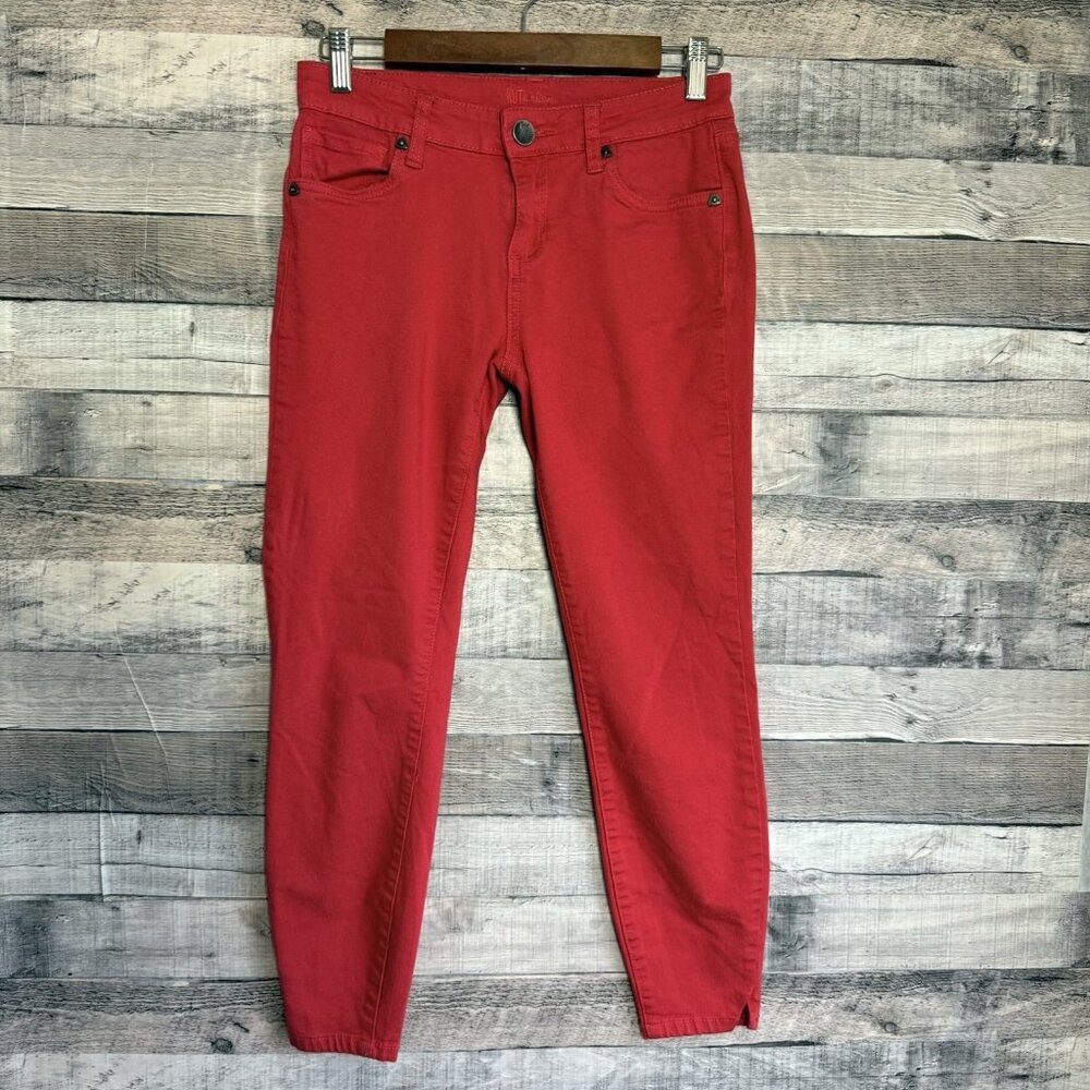 Kut From The Kloth Bright Red Crop Skinny Pants Womens Size 2 Low Rise Stretch